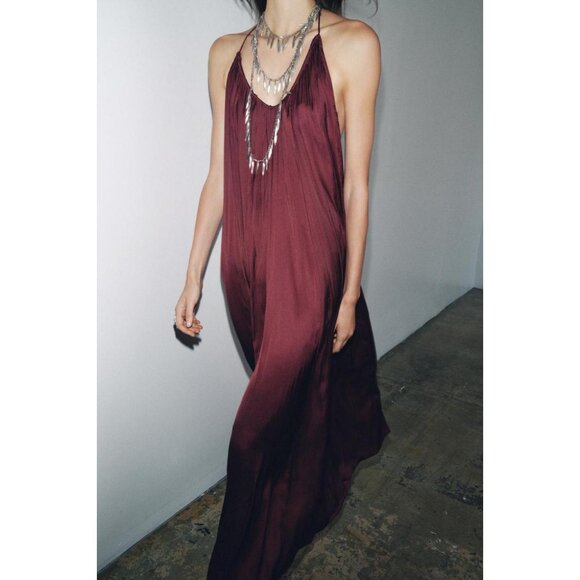 ZARA ZW COLLECTION LONG SATIN DRESS - Picture 3 of 14